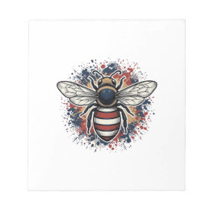 Patriotische Biene Vintage Gravur Vektor Design_1 Notizblock