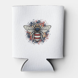 Patriotische Biene Vintage-Stichvektor-Design_1 Dosenkühler