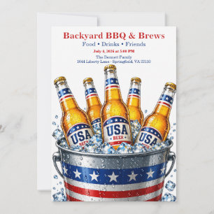 Patriotische Bier-Eimer-Party - 4. Juli Einladung
