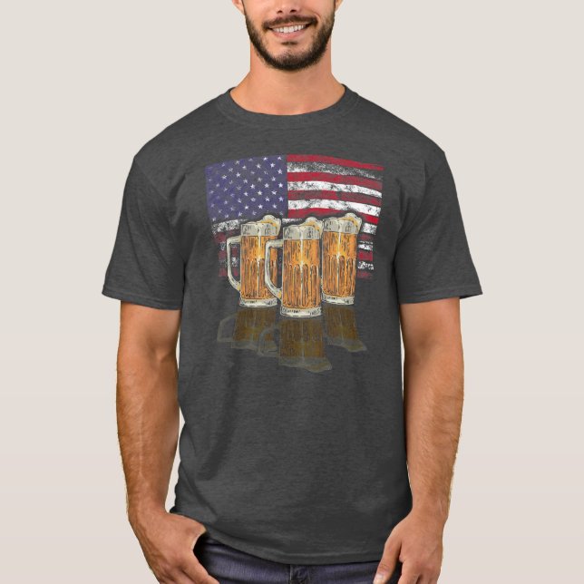 Patriotische Bierbrauerei Tasse 4. Juli American B T-Shirt (Vorderseite)