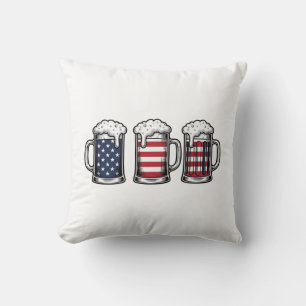 Patriotische Bierkrüge Vintage Vektor-Shirt-Design Kissen