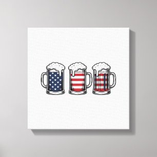 Patriotische Bierkrüge Vintage Vektor-Shirt-Design Leinwanddruck