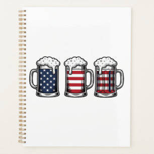 Patriotische Bierkrüge Vintage-Vektor-Shirt-Design Planer