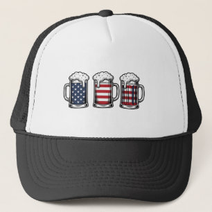 Patriotische Bierkrüge Vintage Vektor-Shirt-Design Truckerkappe