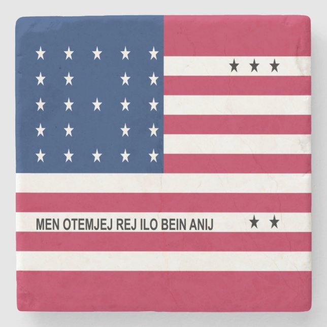 Patriotische Bikini-Atollflagge Steinuntersetzer (Vorderseite)