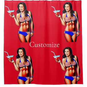 Patriotische Bikini Fitness Modell Thunder_Cove Duschvorhang