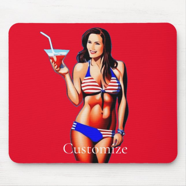 Patriotische Bikini Fitness Modell Thunder_Cove Mousepad (Vorne)