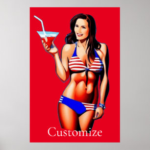 Patriotische Bikini Fitness Modell Thunder_Cove Poster