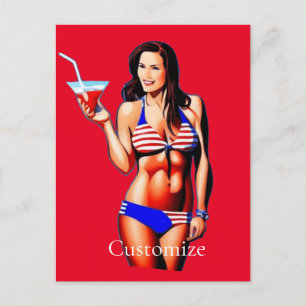 Patriotische Bikini Fitness Modell Thunder_Cove Postkarte