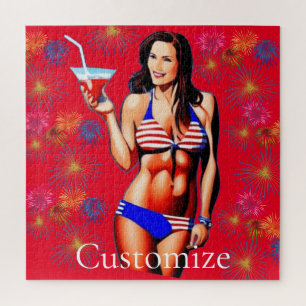 Patriotische Bikini Fitness Modell Thunder_Cove Puzzle
