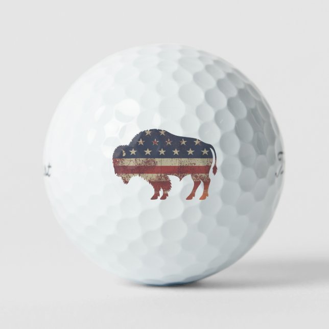 Patriotische Bison-Golfbälle Golfball (Vorderseite)