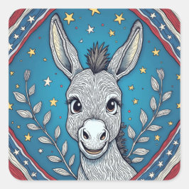 Patriotische Blaue Esel-Illustration Quadratischer Aufkleber
