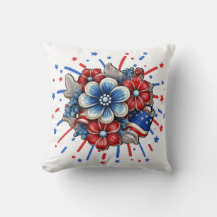 Patriotische Blume in Red White & Blue am 4. Juli Kissen
