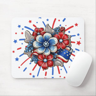 Patriotische Blume in Red White & Blue am 4. Juli Mousepad
