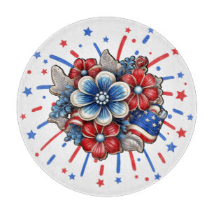 Patriotische Blume in Red White & Blue am 4. Juli Schneidebrett