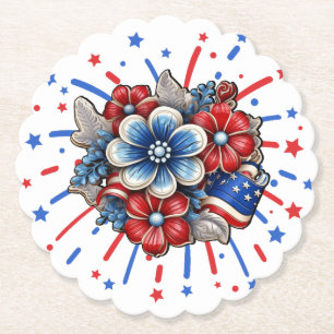 Patriotische Blume in Red White & Blue am 4. Juli Untersetzer