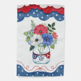 Patriotische Blume in Vase, rot, weiß und blau