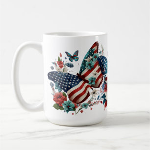 PATRIOTISCHE BLUME ROT-WEISSE BLAUENSCHALTFLÄCHE KAFFEETASSE
