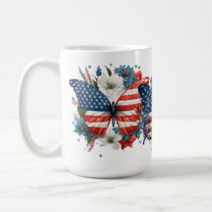 PATRIOTISCHE BLUME ROT-WEISSE BLAUENSCHALTFLÄCHE KAFFEETASSE
