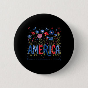 Patriotische Blumen Amerika Unabhängigkeitstag 4. Button