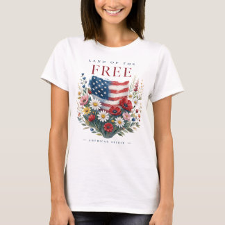 Patriotische Blumen Amerikanischer Geist T-Shirt