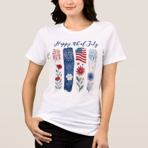 Patriotische Blumen-Feuerwerke, 4. Juli Tri-Blend Shirt