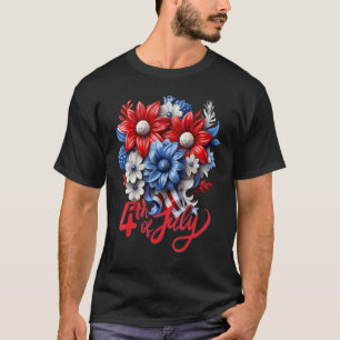 Patriotische Blumen in Rot, Weiß und Blau zum 4. J T-Shirt