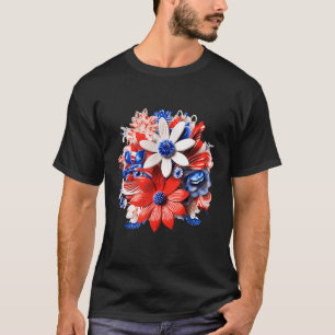 Patriotische Blumen in Rot, Weiß und Blau zum 4. J T-Shirt