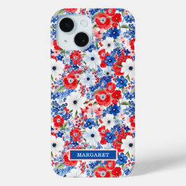 Patriotische Blumen Monogramm Case-Mate iPhone Hülle