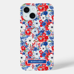Patriotische Blumen Monogramm Case-Mate iPhone Hülle