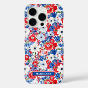 Patriotische Blumen monogrammiert iPhone 16 Pro Hülle