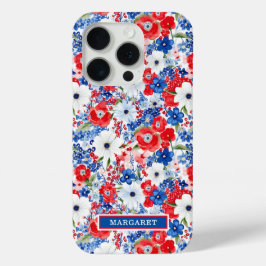 Patriotische Blumen monogrammiert Case-Mate iPhone Hülle
