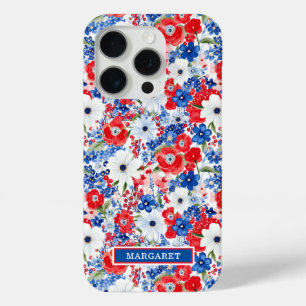 Patriotische Blumen monogrammiert Case-Mate iPhone Hülle