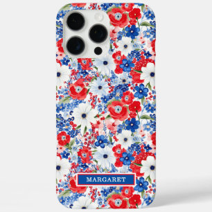 Patriotische Blumen monogrammiert iPhone 16 Pro Max Hülle