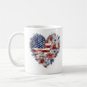 Patriotische Blumenherz-Tasse Kaffeetasse