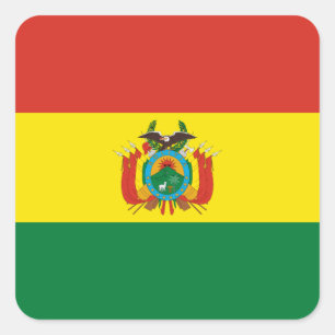 Patriotische Bolivienflagge Quadratischer Aufkleber