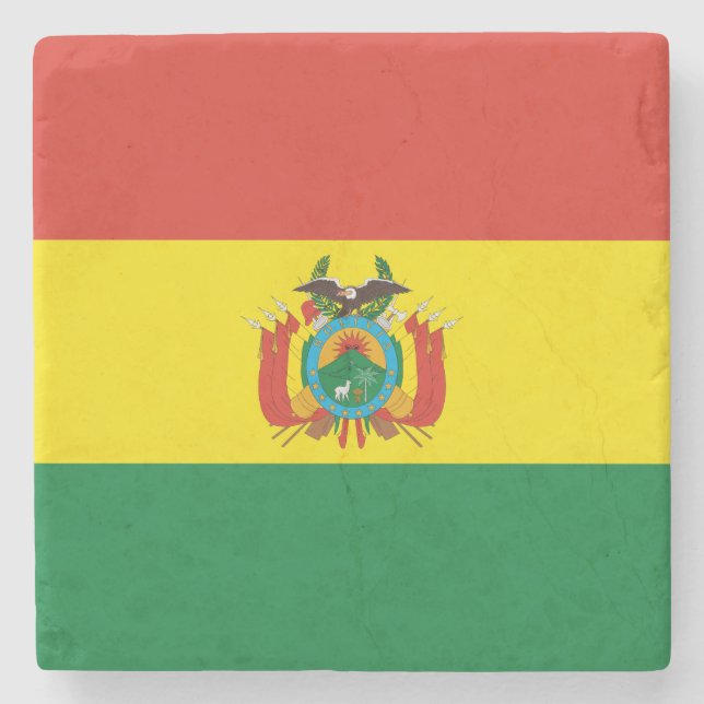 Patriotische Bolivienflagge Steinuntersetzer (Vorderseite)
