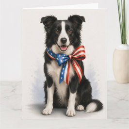 Patriotische Border-Collie-Grußkarte Karte