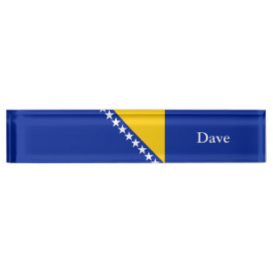 Patriotische bosnisch-herzegowinische Flagge Namensplakette