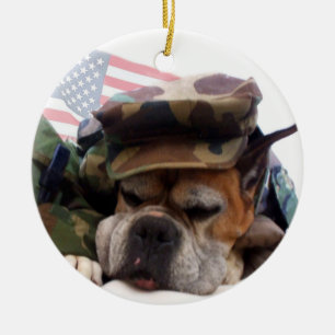 Patriotische Boxerhundeverzierung Keramikornament