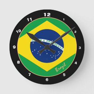 Patriotische brasilianische Flagge, Brasilien Zuha Runde Wanduhr