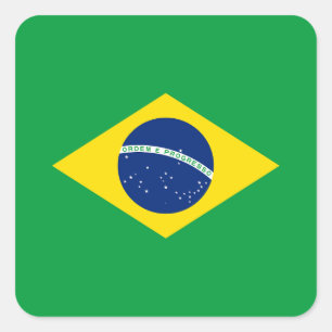 Patriotische Brasilien-Flagge Quadratischer Aufkleber