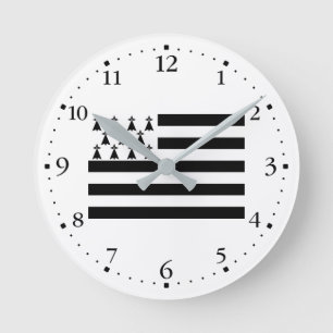 Patriotische bretonische Flagge Runde Wanduhr