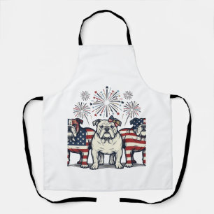 Patriotische Bulldog-Feuerwerk Vintage-Engraving-D Schürze