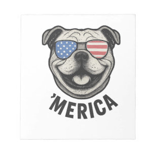 Patriotische Bulldogge 'MERICA � USA-Flagge-Sonnen Notizblock