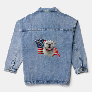 Patriotische Bulldoggen-Denimjacke Jeansjacke