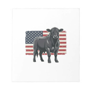 Patriotische Bullenflagge Vintage-Gravur Grafik_1 Notizblock
