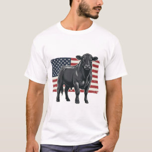 Patriotische Bullenflagge Vintage-Gravur Grafik_1 T-Shirt