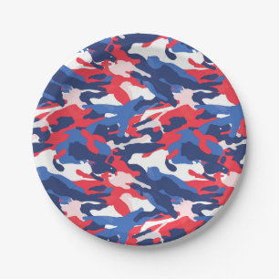 Patriotische Camouflage Red White Blue USA Pappteller