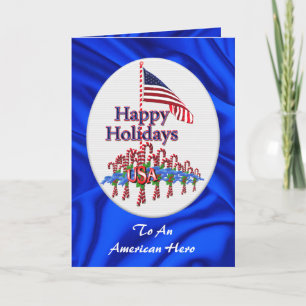 Patriotische Candy Canes Weihnachtskarte Feiertagskarte
